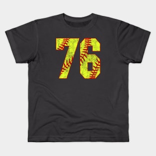 Fastpitch Softball Number 76 #76 Softball Shirt Jersey Uniform Favorite Player Biggest Fan Kids T-Shirt